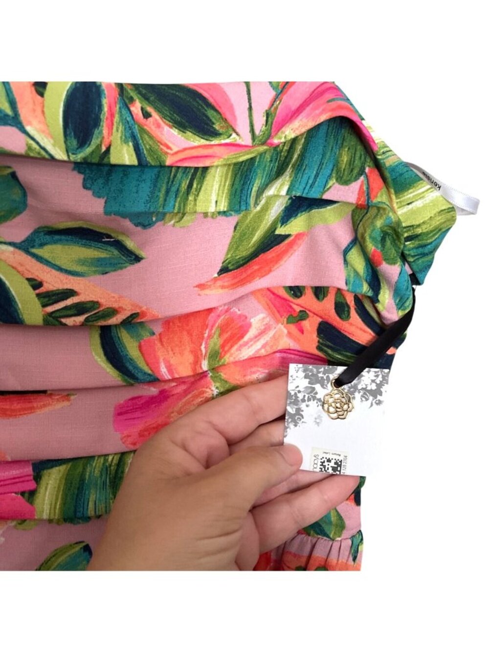 Kensie Floral Pleated Midi Dress Pink Green A-Line Size 4 NWT Summer Boho - Picture 6 of 16